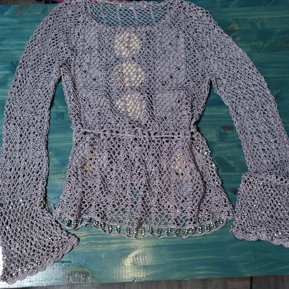 Silver Mesh Top with Bead Detail New Small/Medium - Picture 10 of 10